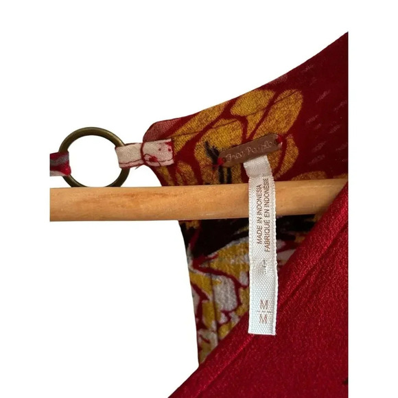 Free People Lovely Day Red Tie Front Tunic Mini Dress Size M - Picture 6 of 11